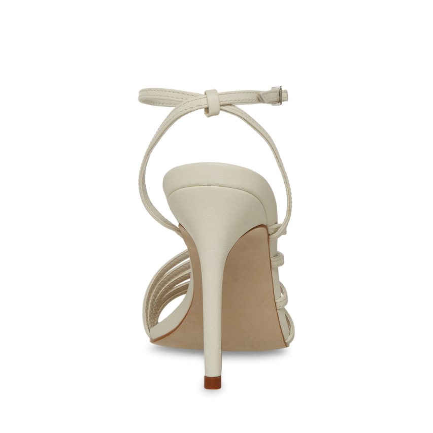 White Steve Madden Kamila Leather Women's Heels Sandals | PH 5490FLJ